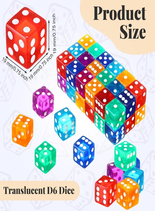 Seenelling 36 Piece 19 mm Casino Style Craps Dice Sets Acrylic and Translucent D6 Dice, Square W/Rounded Edge for Casino, Craps, Table Games and Board Games (Classic Color) - Image 5